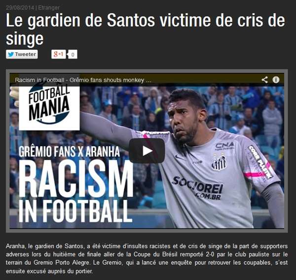 No site Italiano Footbaall, uma pequena nota conta que o goleiro foi vítima do racismo ao ser chamado de 