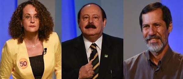 Luciana Genro, Levy Fidelix e Eduardo Jorge em debate da Rede Globo