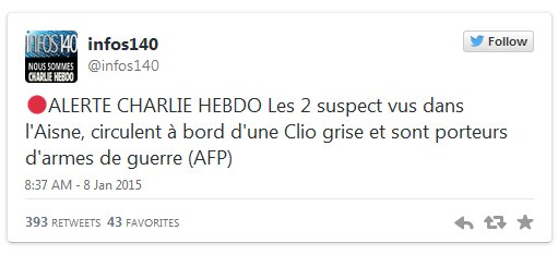 A polícia francesa e o Ministério do Interior fizeram uso constante das redes para atualizar as informações sobre os ataques