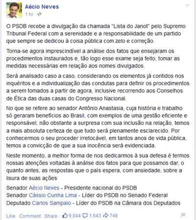 Em nota divulgada na manhã deste sábado, senador tucano anuncia que PSDB apelará aos conselhos de Ética da Câmara e do Senado