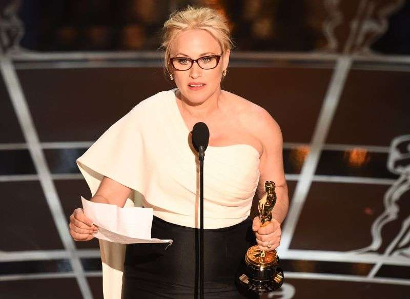 Patricia Arquette fazendo seu discurso na cerimônia do Oscar