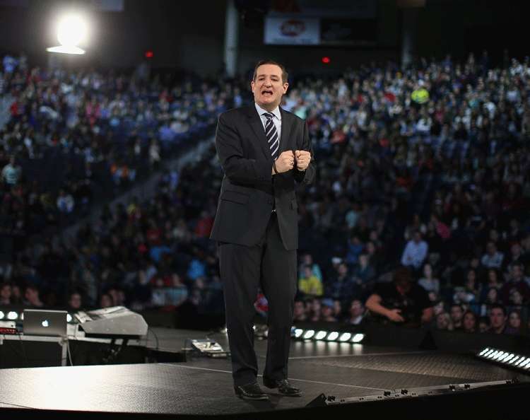 Senador Ted Cruz durante anúncio oficial de candidatura à presidência dos Estados Unidos