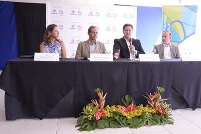 Coletiva Rio2016 na Estácio (campus Tom Jobim - RJ) da esq. dir. Flávia Fontes, Henrique Gonzalez, Rogério Melzi e Marcos Noll