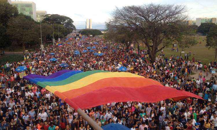 Várias bandeiras com as cores do movimento foram erguidas durante a tarde