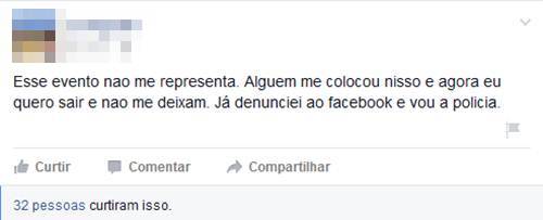 A página tinha mais de 64 mil adeptos que se viram, de repente, confirmados em evento que apoiava o 