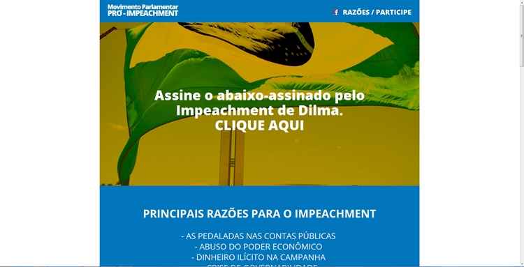 O site abre com a seguinte mensagem: 