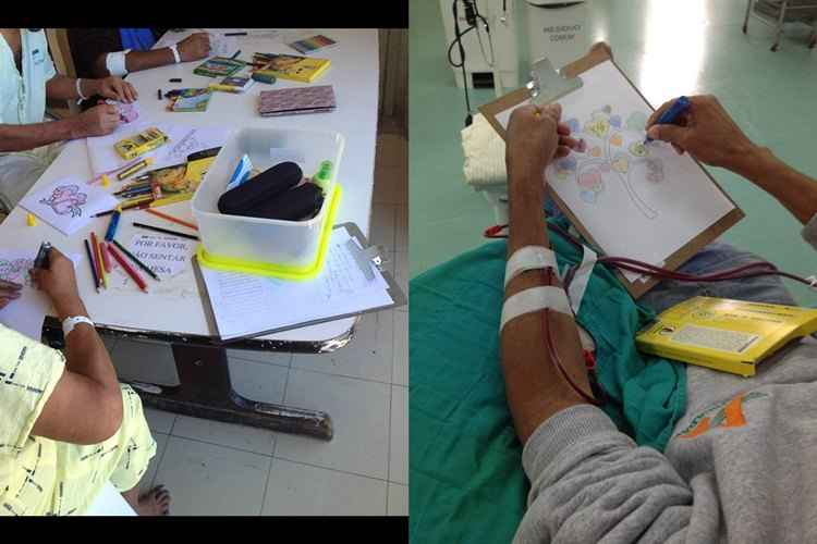 Pacientes durante atividades dos grupos de terapia ocupacional no Hospital Universitário de Brasília