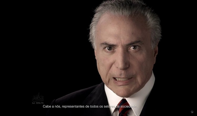 Temer durante discurso no programa do PMDB