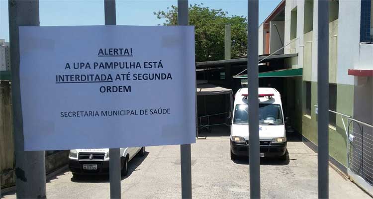 Panfleto colado na UPA Pampulha alerta os pacientes sobre interdição
