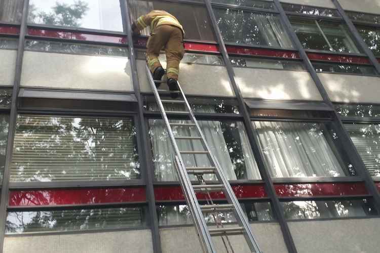 Bombeiros usaram escada para acessar o quarto