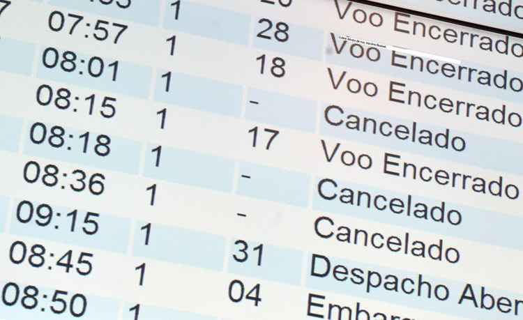 Painel mostra voos cancelados