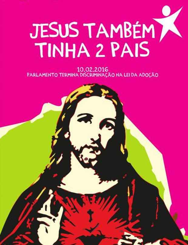 O cartaz tinha a imagem de Jesus Cristo e a frase 