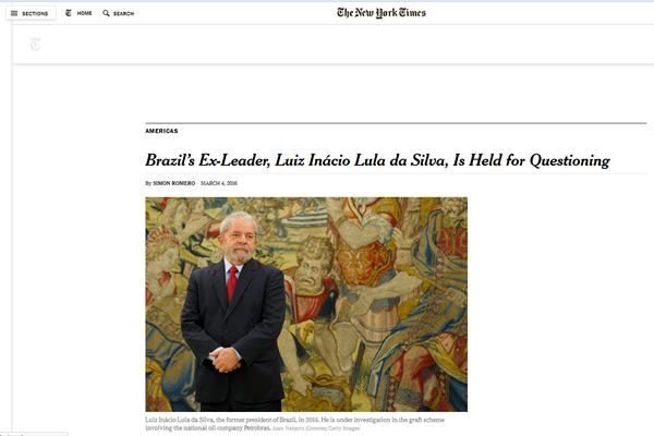 Clarín, The New York Times e outros noticiam que o escândalo da Petrobras chegou no ex-presidente do Brasil