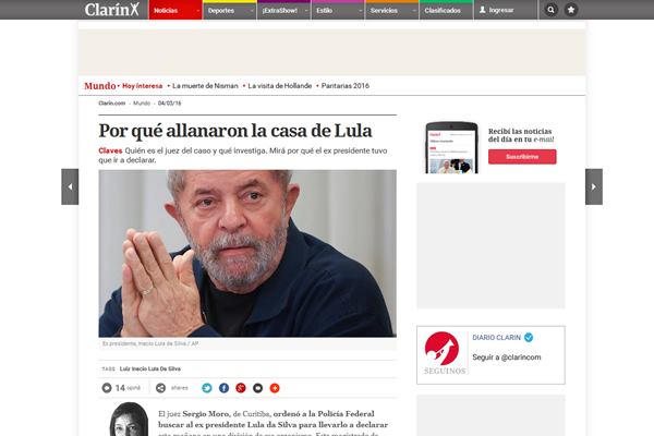 Clarín, The New York Times e outros noticiam que o escândalo da Petrobras chegou no ex-presidente do Brasil