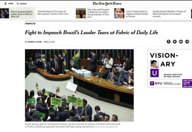 O jornal americano The New York Times fala do clima de disputa em que brasileiros estão vivendo