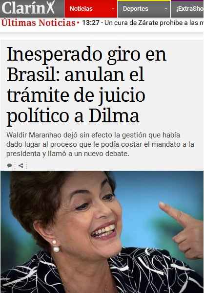 O portal inglês The Guardian apontou que a decisão de Maranhão mostrou a determinação de Dilma em lutar