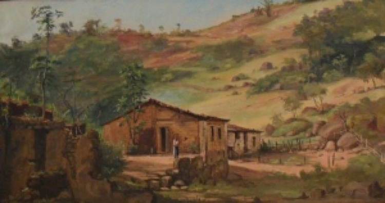 Benedito Calixto Paisagem, com 26x49cm - R$ 25.000