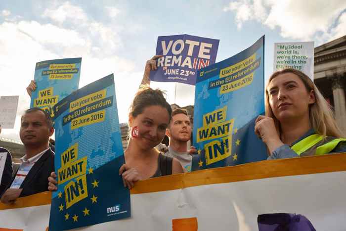 Britânicos protestam em Londres, a favor da permanência do Reino Unido na União Europeia