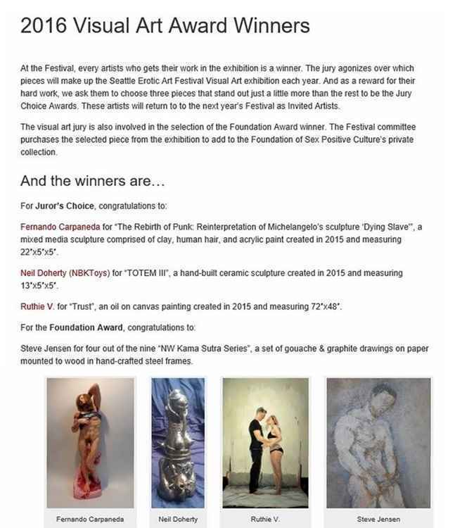 Artista foi premiado durante o Seattle Erotic Art Festival 2016