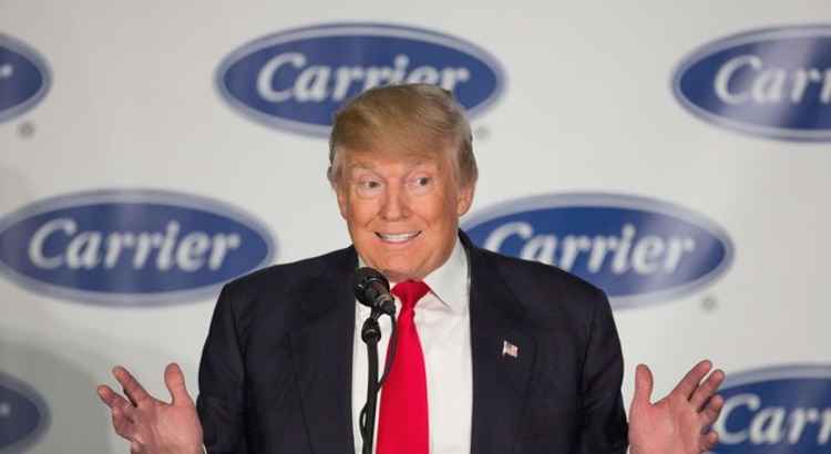 O presidente eleito, Donald Trump fez uma visita à fábrica da empresa de ar condicionado 'Carrier', onde discursou sobre a situação das empresas estrangeiras com sedes nos EUA