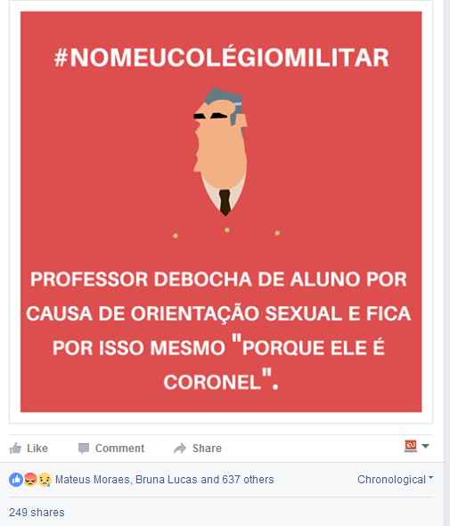 Denúncias anônimas provocaram centenas de reações no Facebook