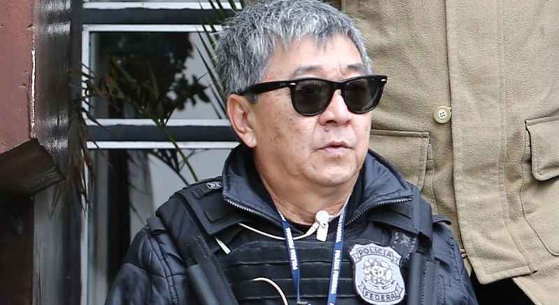 Policial Federal Newton Ishii, conhecido como Japonês, durante a 14ª fase da Operação Lava-Jato que foi deflagrada em São Paulo, Rio de Janeiro, Minas Gerais e Rio Grande do Sul.