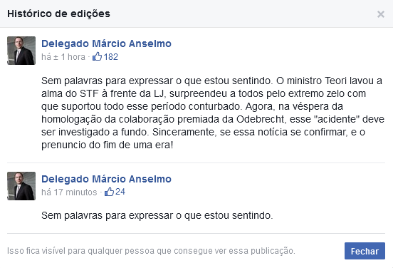 Zavascki era relator do caso no STF e, segundo informações, estava perto de homologar delação