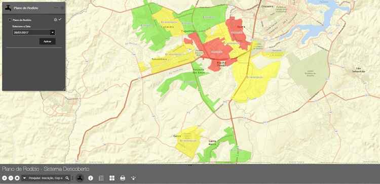 Sistema mostra cada uma das etapas do plano de rodízio da Caesb; clique para ampliar