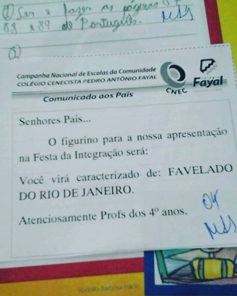 Escola pede a alunos para irem fantasiados de 