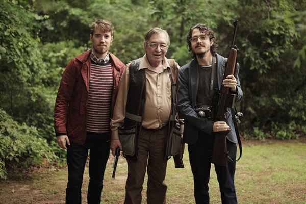 Matheus Bazzo, Olavo de Carvalho e Josias Teófilo em imagem dos bastidores de O Jardim das Aflições.