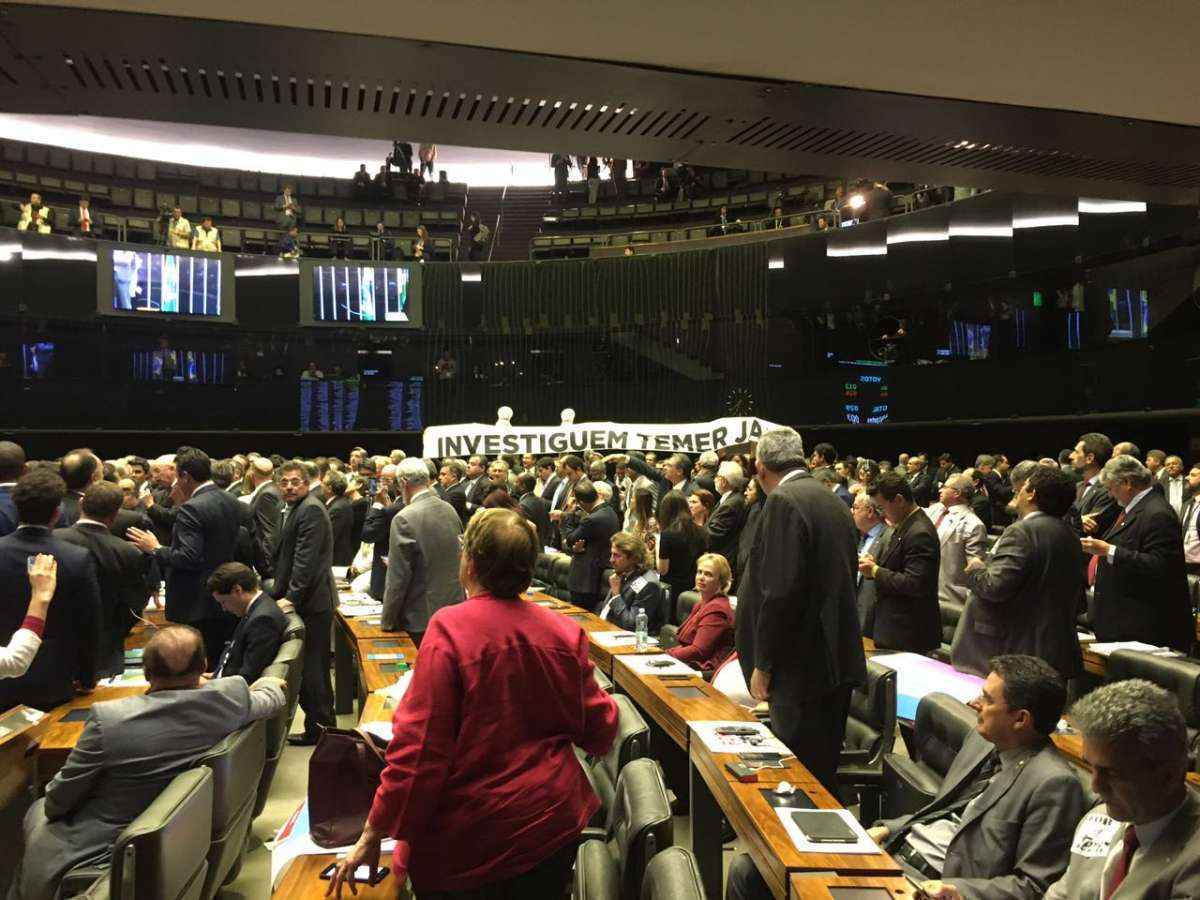 Câmara dos Deputados durante votação da denúncia contra Michel Temer