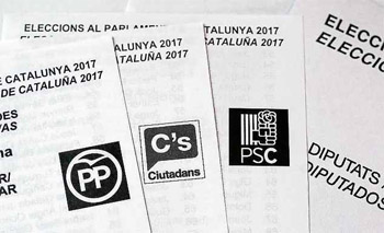 Cédulas eleitorais com os logotipos das sete listas que disputam as 135 cadeiras do parlamento regional