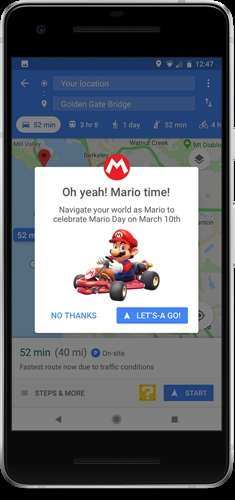 Mario Kart no Google Maps