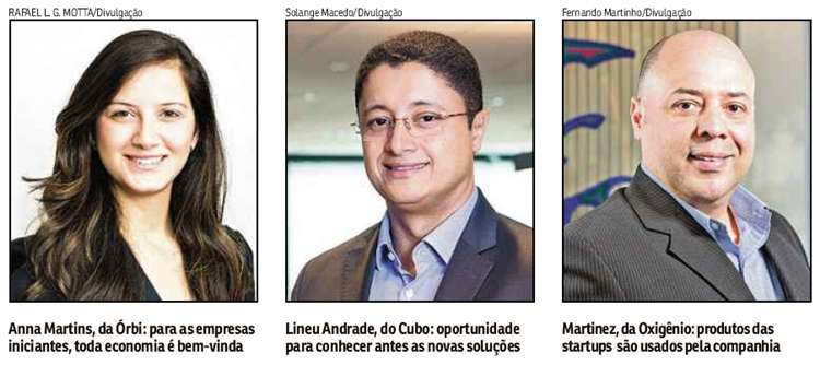 Anna Martins, da Órbi (esq.); Lineu Andrade, do Cubo (centro) e Martinez, da Oxigênio (dir.)