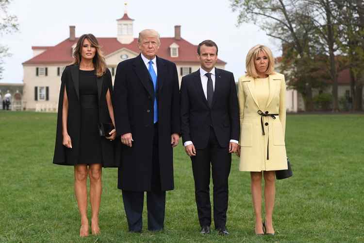 Acompanhados das primeiras-damas Melania Trump e Brigitte Macron, ambos devem se reunir no fim da tarde em Mount Vernon, lar do primeiro presidente dos Estados Unidos, George Washington, para um jantar privado