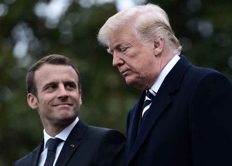 O presidente dos Estados Unidos, Donald Trump, e o presidente da França, Emmanuel Macron