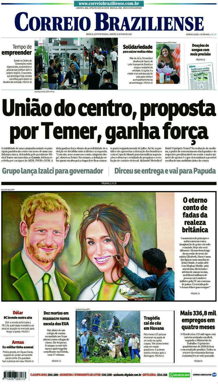 Confira a Capa do Jornal Correio Braziliense do dia 19/05/2018