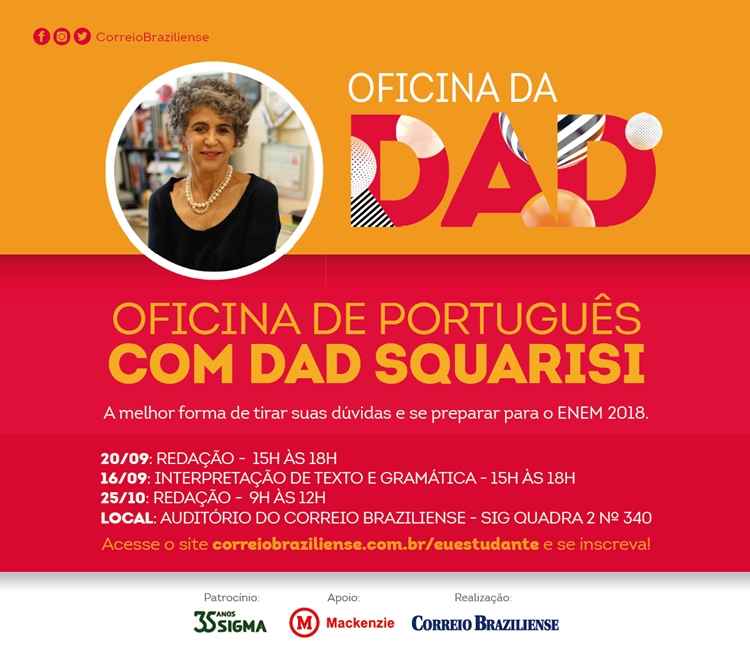 Banner de Oficina da Dada, com datas e horários informativos da atividade