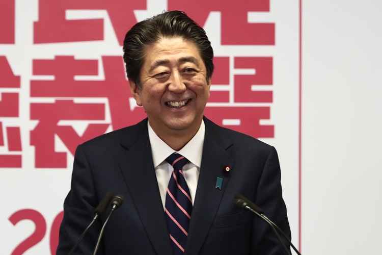 O primeiro-ministro do Japão, Shinzo Abe. Reeleito em 20/09/2018