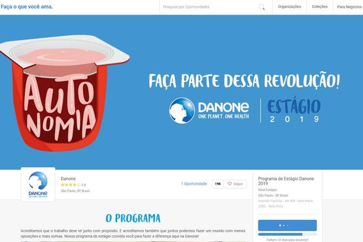 Danone abre inscrições para programa de estágio 2019