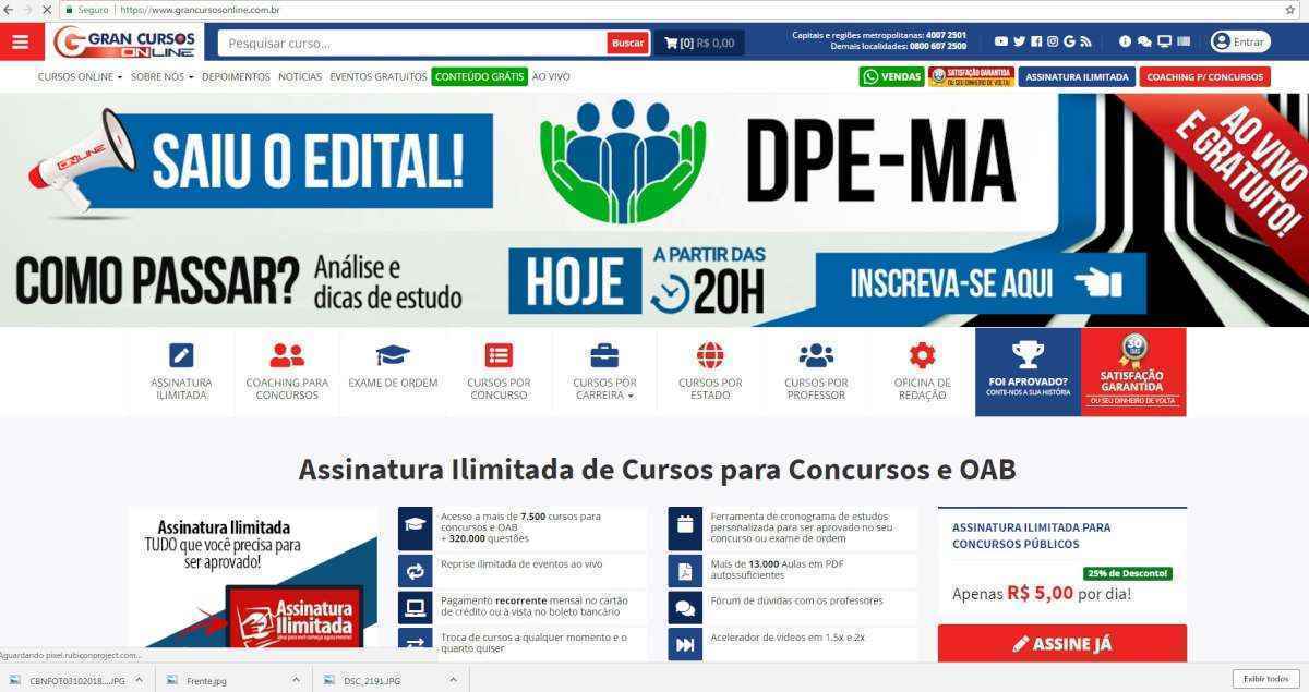 Print do site do Gran Cursos