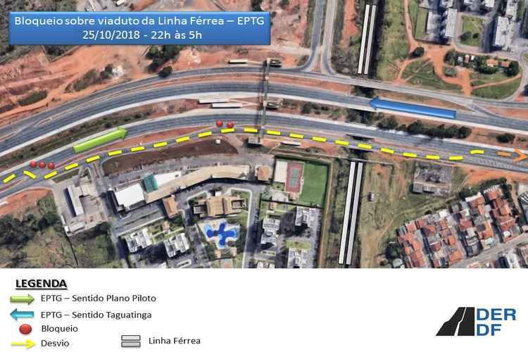 Mapa de bloqueio sobre viaduto da Linha Férrea- EPTG