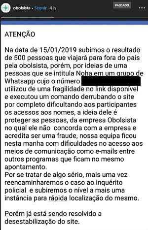 Storie em que O Bolsista se diz vítima de hacker