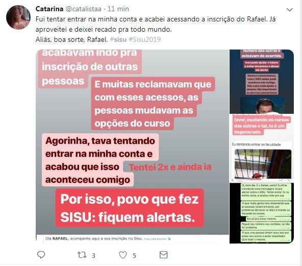 tuite com reclamação de candidato