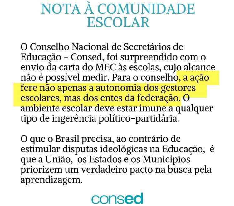 Confira a nota do Consed na íntegra