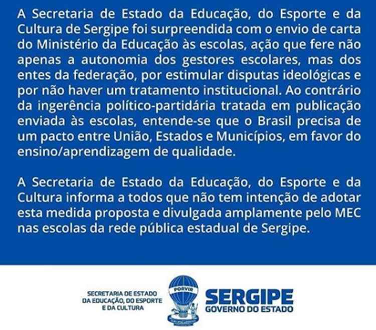 Sergipe também aderiu