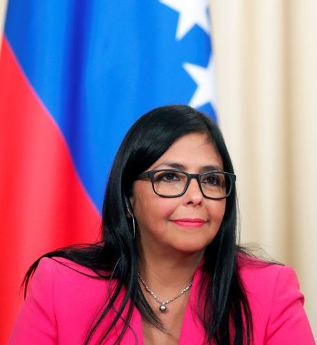 A vice-presidente da Venezuela, Delcy Rodriguez, durante coletiva de imprensa em Moscou, Rússia.