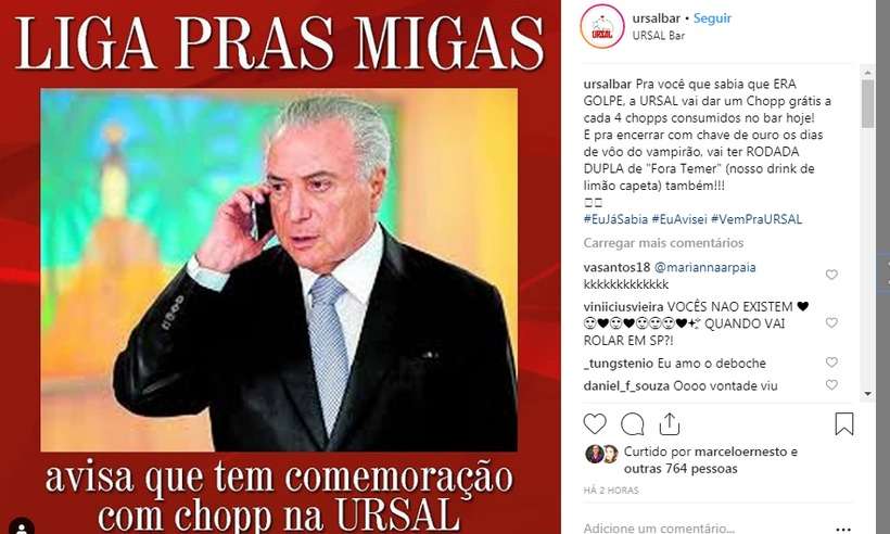 Bar comemorar prisão de Temer