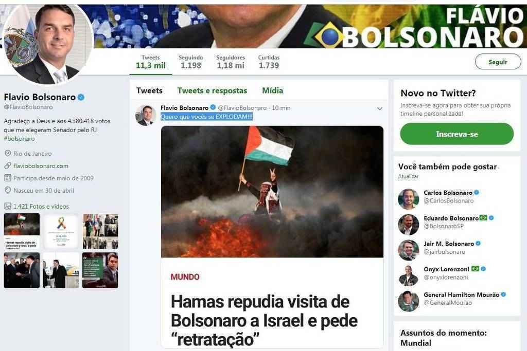 A publicação foi apagada minutos depois