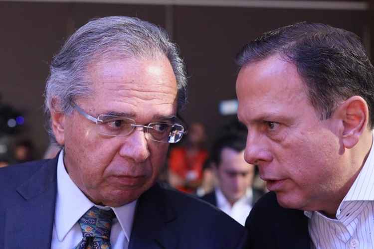 Paulo Guedes e João Doria (PSDB-SP) no Fórum Empresarial Lide